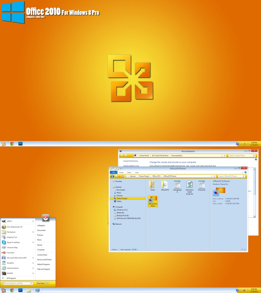 Office 2010 Vs For windows 8 - тема windows 8 для android